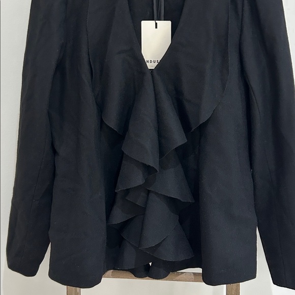 Industry Republic Clothing Jackets & Blazers - Industry Women's Black Ruffle Blazer Open Front One Hook Closure Pockets Size 10